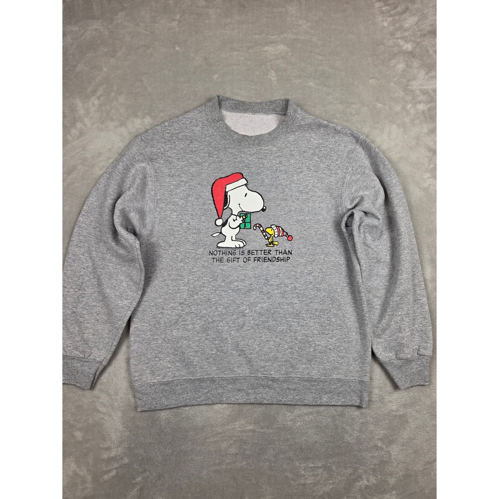 Peanuts Sweatshirt Mens S Gray Snoopy Woodstock Christmas Gift Friendship *Read
